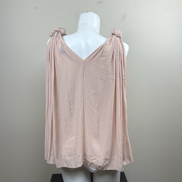 SMYTHE satin powder pink knotted shoulder V neck sleeveless blouse medium Vguc - Picture 8 of 11